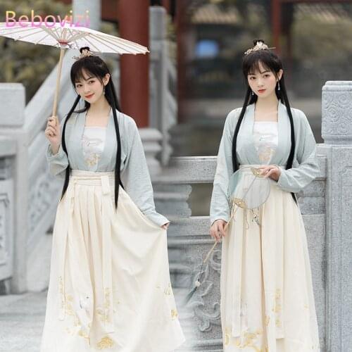 2021 New Embroidery Tang Dynasty Traditional Chinese Clothing Elegant Costume Hanfu Robe Fairy Dress Carnival Outfits for Women