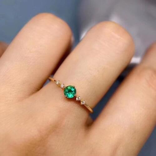 Lovely delicate Small fine Natural green Emerald gem Ring S925 Silver Natural gemstone Ring girl Women gilr party gift Jewelry