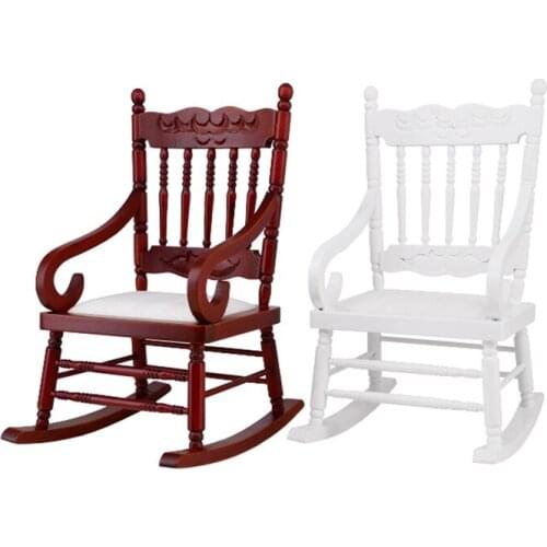 1/6 Doll house Retro rocking chair for dolls wooden miniaturas furniture dollhouse accessories toys for girls