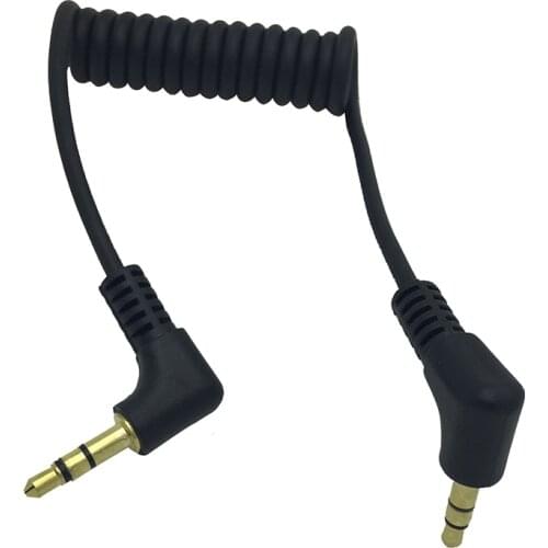 1Pcs For Car 50cm 3.5mm 90 degree Jack to Jack Coiled Male Aux Cable Audio Cord Aux Extension Cable For Mobile Phone