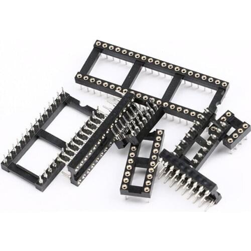 10PCS Round Hole IC Sockets Connector DIP8 DIP14 DIP16 DIP18 DIP20 DIP28 DIP40 Pins DIP Socket IC Socket Adaptor Connector
