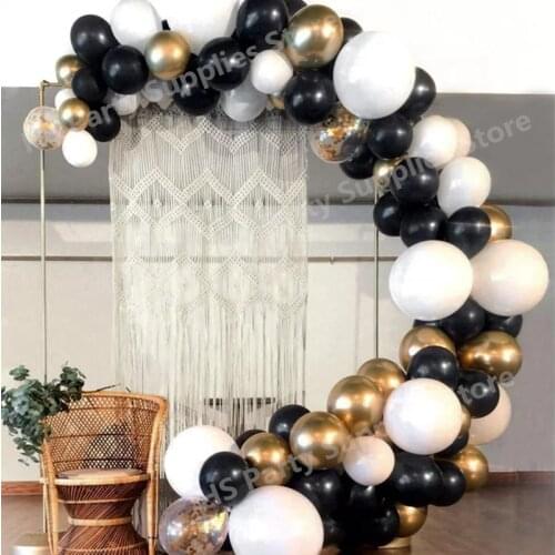 100pcs/set black balloon Metal gold Balloon 18inch white Arch Kit Wedding baby Birthday Party 12inch Confetti Balloons Garland