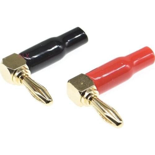 2Pcs Right Angle 90 Degree 4mm Banana Plug Screw L Type for Binding Post Amplifiers Video Speaker Adapter Connector