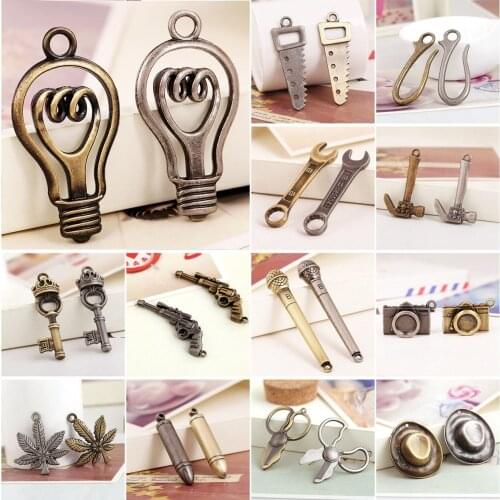 2Pcs Retro Metal Alloy Charms Pendants Jewelry Bracelet Necklace Making DIY