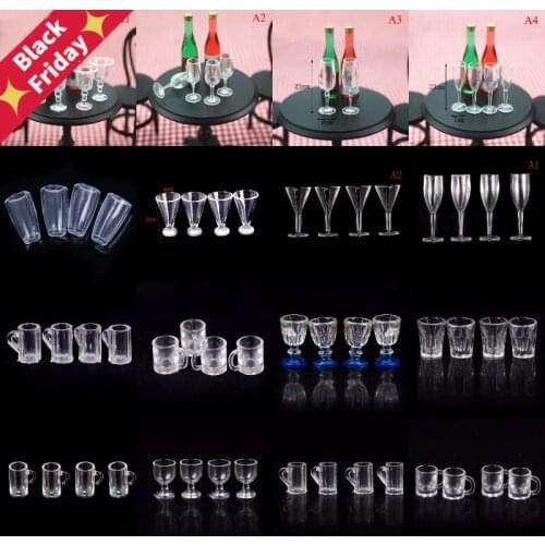 4Pcs 1/12 Mini Resin Transparent Cup Simulation Furniture Model Toys For Decor Dollhouse Miniature Accessories 20Styles