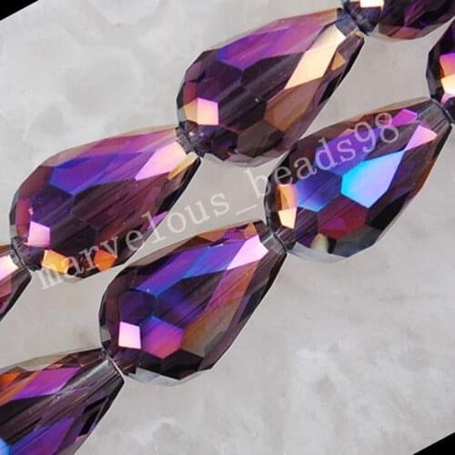 Free shipping Women Fashion Jewelry 10x15mm AB Pansy Crystal Faceted Teardrop Loose Beads 50pcs FG3377