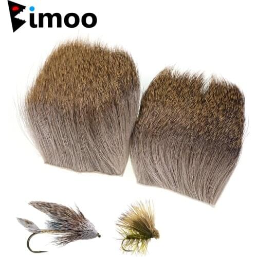 Bimoo 1PC 5CM*5CM Deer Hair Patches for Minnow Fly Tying Material Dry Elk Hair Caddis Fishing Flies Wing Making Natural Color