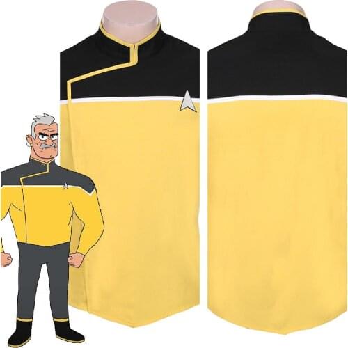 Fast delivery Star Cosplay Trek Costume Lower Decks Season 1 Cosplay Costume Men Uniform Yellow Coat Halloween Carnival Jacket