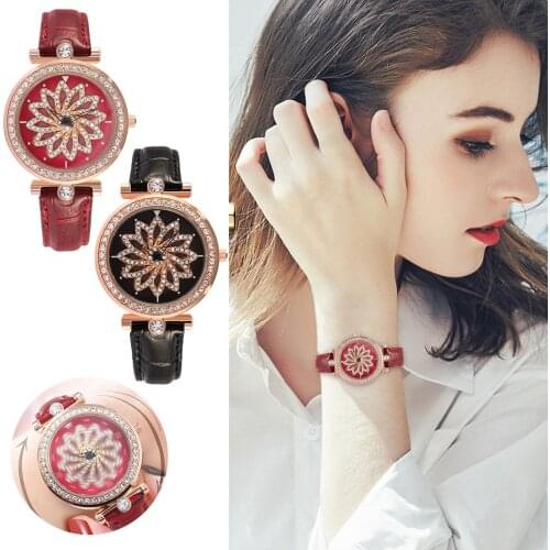 Fashion Rotating Flower Surface Texture Belt Mesh Strap Watch Womens Jewelry Luxury Watch Bracelet 2021 Clock Relogio Masculino