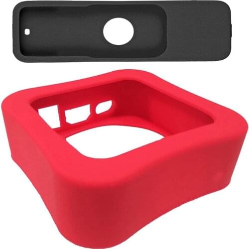 Remote Case and TV Box Case, for Apple TV 4K 5Th 4Th Generation, Shock Proof Silicone Remote Cover,Black & Red