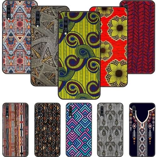 Phone Case For Samsung Galaxy A 50 51 71 70 7 5 10 20 30 40 41 21 S E Black Cover Back 3D Prime African style fabric print