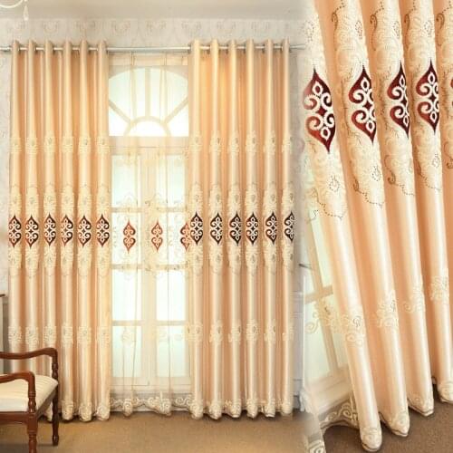 European Embroidered Curtains for Living Room Bedroom Luxury Window Treatments Yellow,Blue Tulle Curtain Drapes Custom Decor
