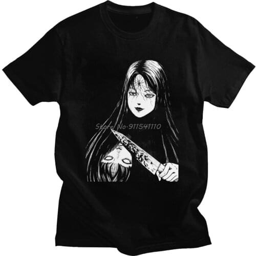 Junji Ito Men T Shirt Tomie Japanese Kago Manga Horror Tomie Harajuku Crazy Tshirt Short Sleeve T-Shirts Cotton EU Size Tee Tops