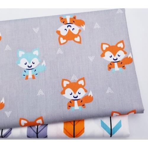 Cotton Twill Fabric Fox Printed Cotton Patchwork Cloth for DIY Sewing Quilting Material For Baby&Child