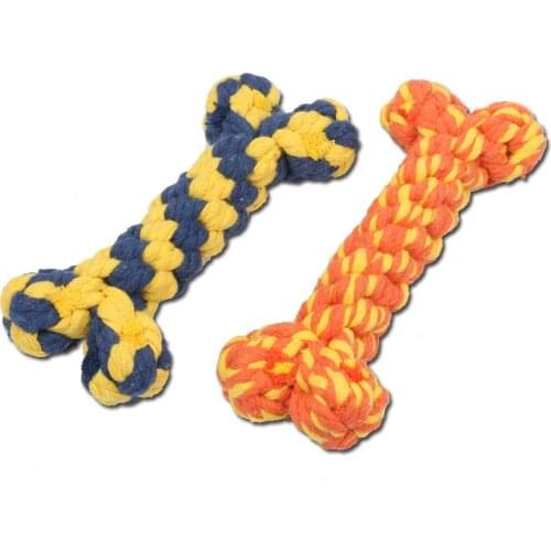 Pet Toy Dog Bone Cotton Rope Woven Environmental Safety Bone Pet Molar Teeth Interactive Toy Pet Supplies Chew Toys Qianyi