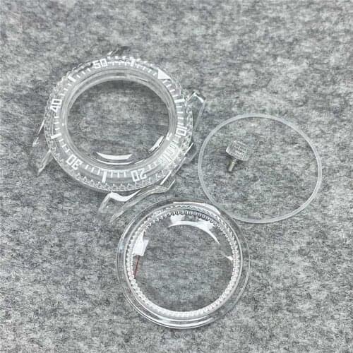 SUB 40mm Plastic Transparent Watch Case Kits for NH35/NH36 Watch Movement Repair Part