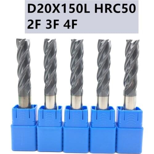 1PC HRC50 20mm D20 150L End Mill-Tungsten Carbide 2Flutes, 3Flutes, 4Flutes, Metal Cutter