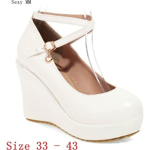 Wedges High Heels Women Loafers Platform Wedge Casual High Heel Shoes Small Plus Size 33 - 40 41 42 43
