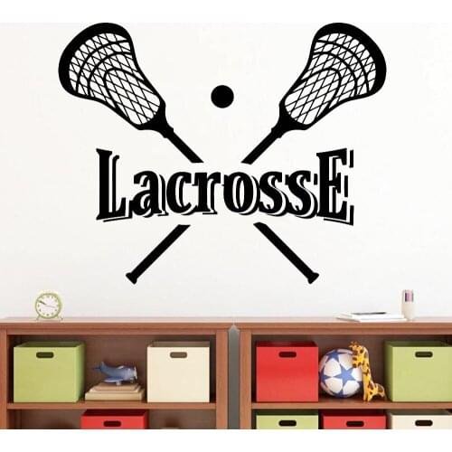 Lacrosse Logo Wall Decal Gymnasium Art Decor Ball Sports Vinyl Wall Stickers Nursery Boys Children Room Home Decoration Z465