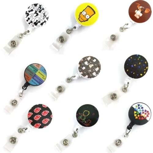 Cartoon Retractable Badge Reel Lanyards Nurse ID Business Credit Card Work Cards Badge Holder Office Student Clips Cover Holder