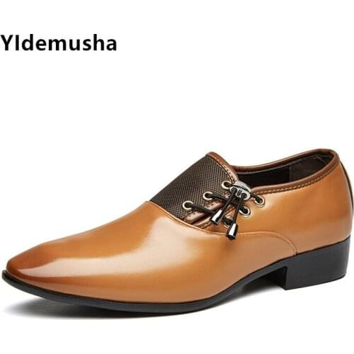 Spring Men Dress Shoes Plus Size Men Formal Flat Shoes Black Brown Breathable Slip on Men Business Office Shoes Plus Size 38-48