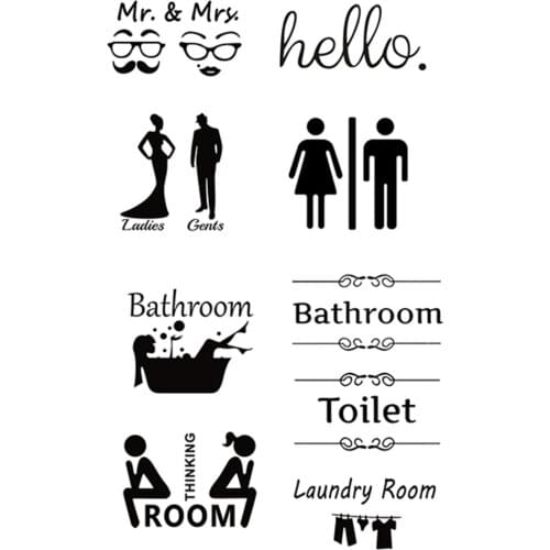 WC Toilet Entrance Sign Door Stickers Lovely Wall Decal Public Place Decor Art PVC Vinyl Bathroom Waterproof Home Decor Stickers