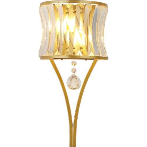 Nordic Wall Lamp American Bedside Lamp Crystal Wall Light Golden Wall Lighting Home Lighting E14 *2 Indoor Decoration Wandlamp