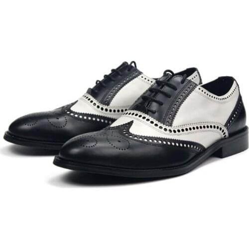 New casual shoes for men fashion lace up brogue handmade retro genuine leather men shoes oxfords business shoes