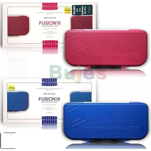 Original Korea MIJELLO Watercolor Color Palette, Bulletproof Glass Palette 18 Grid Coral Color, Empty Plastic Box,Artist Quality