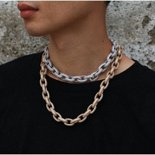 S925 Sterling Silver 3A+ CZ Stone Paved Bling Iced Out 10mm O Shape Link Chain Necklace for Men Hip Hop Rapper jewelry