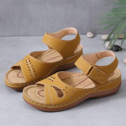 Women Platform Sandals Summer Soft Bottom Shoes Solid Hook Loop Open Toe Wedges Sandals Comfortable Outdoor Sandalias Mujer