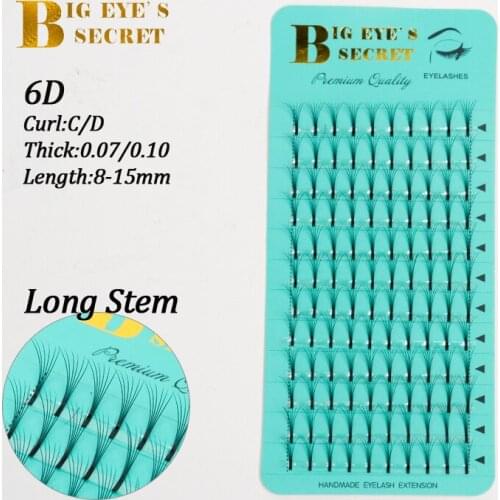 Big eyes secret long Stem Pre fanned 6D premade fans Volume Eyelashes Extension Private label C D Curl Hand Made Silk lashes