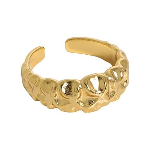 SHANICE 100% 925 Sterling SilverConcave and convex surface Open Resizable Rings Adjustable Irregular Geometric Wedding Gift Jew