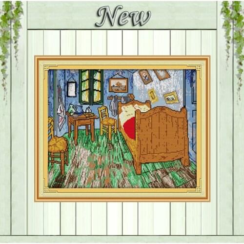 Van Goghs bedroom,Counted Printed on the canvas DMC 11CT 14CT Cross Stitch kit,needlework Sets embroidery,home house patterns