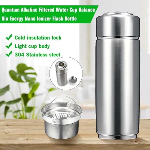 400ml Micro-electrolysis Energy Health Cup Stainless Steel Quantum Alkaline Filtered Water Cup Energy Ionizer health Bottle