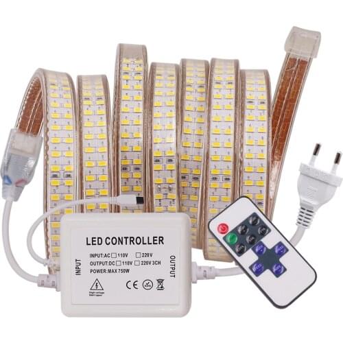 Super Bright 5730 240Leds/m LED Strip Light Dimmable Double Row Flexible LED Tape Ribbon Waterproof Rope Home Lighting 110V 220V