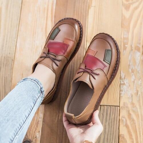 New Autumn Women Shoes Genuine Leather Oxford Shoes Woman Thick Bottom Loafers Casual Flat Shoes Platform Sneakers
