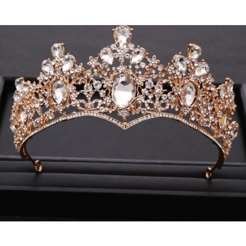 Vintage Baroque Gold Rhinestone Crystal Crown Wedding Tiara Crown Pageant Prom Crowns Bride Headbands Crown Hair Accessories