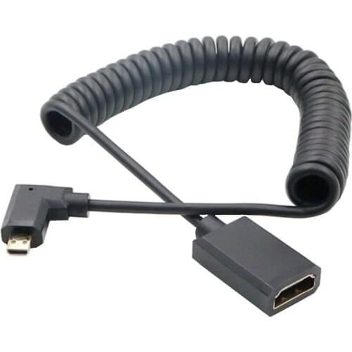 High Speed HDMI-compatible coiled Cable 2.0V Micro -HDMI to A-HDMI Cable Male to Female with Ethernet Support 1080P 3D 4K