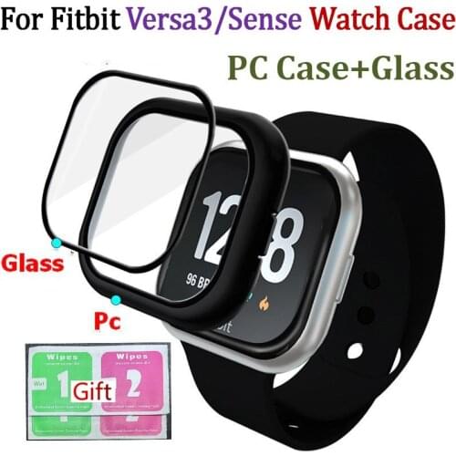 Top Quality PC Cover Full Frame Case For Fitbit Versa3/sense watch Sceen Glass Protective Case Shell for Fitbit Versa 3 Bracelet