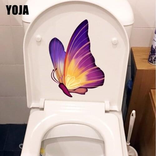 YOJA 17.4X23.8CM Fantasy Cartoon Butterfly Girl Bedroom Wall Decal Fashion WC Toilet Sticker Room Decor T1-2018