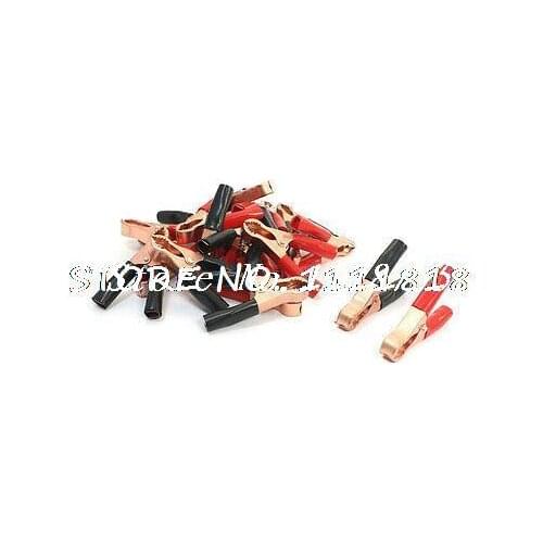 10 Pairs 50A Copper Plated Black Red Insulated Boots Car Battery Alligator Clip