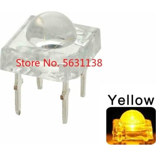 100pcs 5mm F5 Piranha Yellow chip LED Super Flux Transparent 5 mm Ultra Bright Water Clear Lens Lamp 4 Pin Light Beads wholesale
