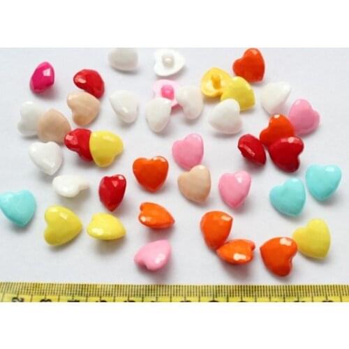 1200pcs Rainbow Plastic Heart Shank Buttons Mixed Colors 15mm -LK0046