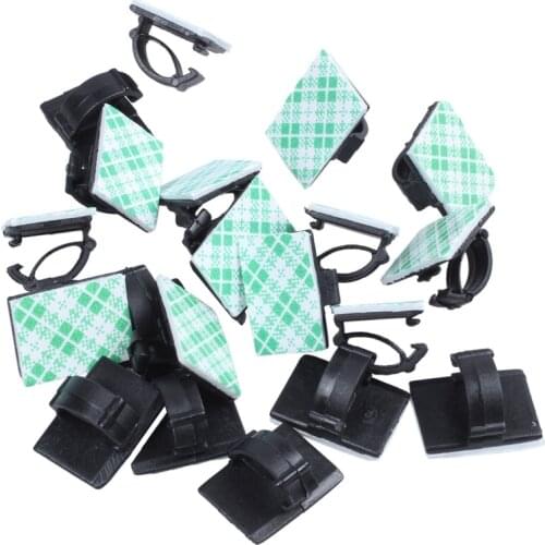 20pcs Adhesive Car Cable Clips Cable Winder Drop Wire Tie Fixer Holder Cord Organizer Management Desk Cable Tie Clamps