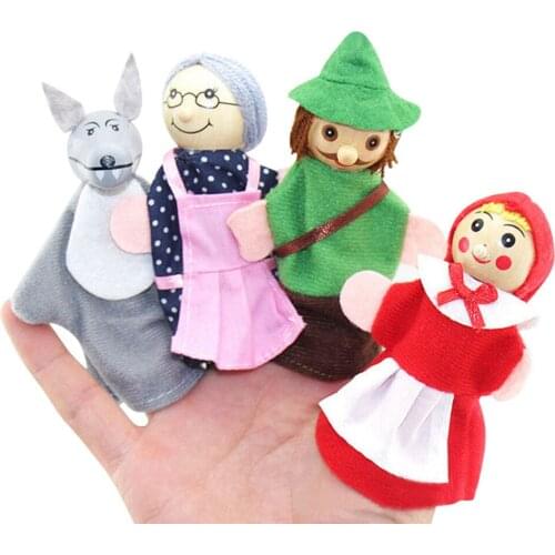 4PCS/Set Fairy Tale Little Red Riding Hood Finger Puppets Storytelling Doll Kids Children Baby Educational Toys - Color Random