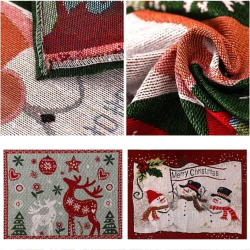 4pcs/set Christmas Decoration Ornaments Snowman Elk Jacquard Embroidery Placemat QX2E