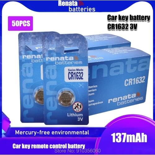 50PCS/lot renata Original CR1632 Button Cell Battery 3V Lithium Batteries CR 1632 for Watch Toys Computer Calculator Control
