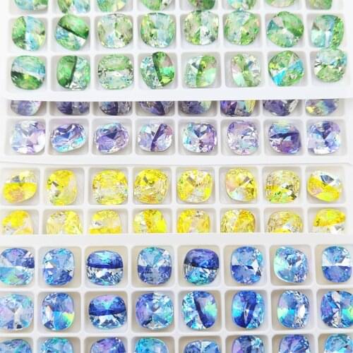 Glitter Crystal Fancy Stone Decoration Glass Square Tanzanite LS Jewelry Making Crystals Accessories DIY Rhinestones Clothing