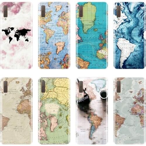Case For Samsung Galaxy A6 A8 Plus 2018 A5 A7 World Map Pink Soft Silicone Back Cover For Samsung A3 A5 A7 2016 2017 Phone Case